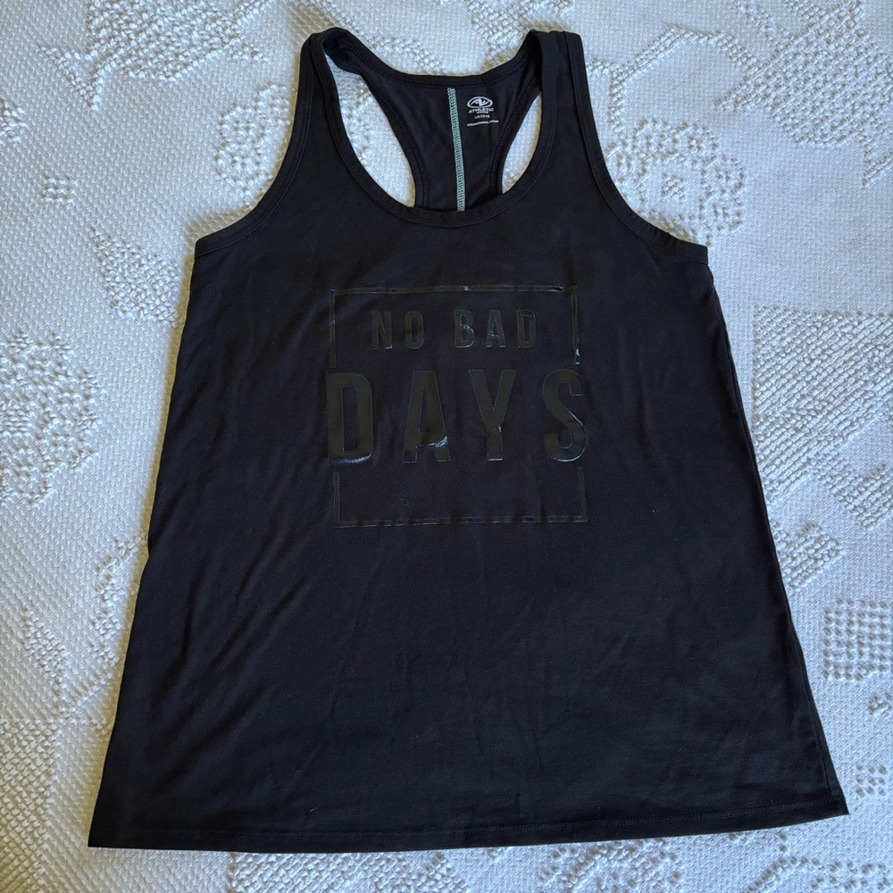 Athletic Works womens size L (12-14) black “no bad days” racerback exercise tank